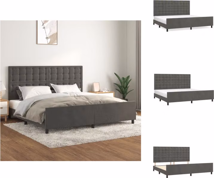 vidaXL Letto con testiera in velluto grigio scuro 200x200 cm - Letti & Reti