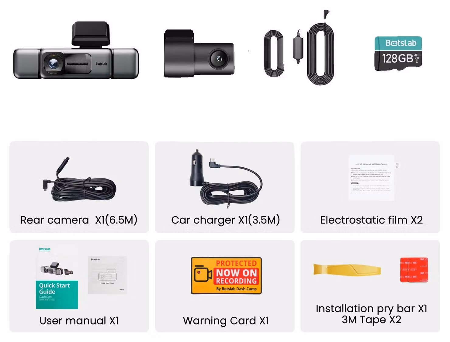 Dashcam a 4 canali, visione notturna, localizzazione GPS, con kit di collegamento diretto, 128 GB