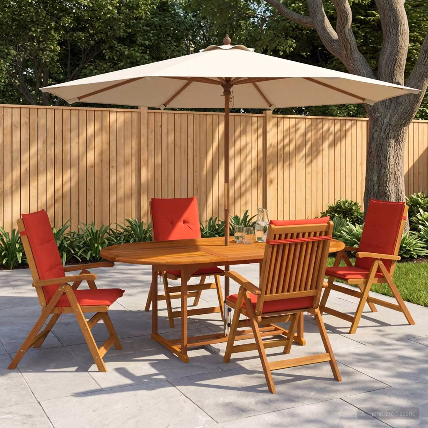 Set da pranzo da giardino vidaXL in legno di acacia naturale composto da 5 pezzi