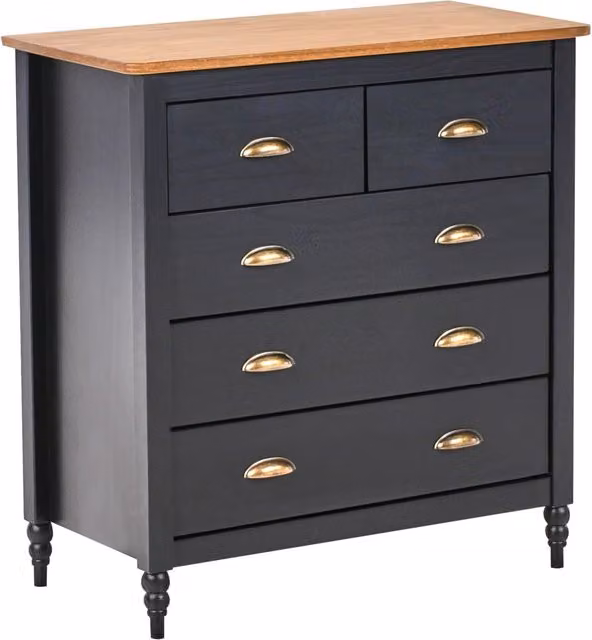 Credenza Beliani in stile scandinavo con ripiano in legno di pino, finitura laccata nera e marrone