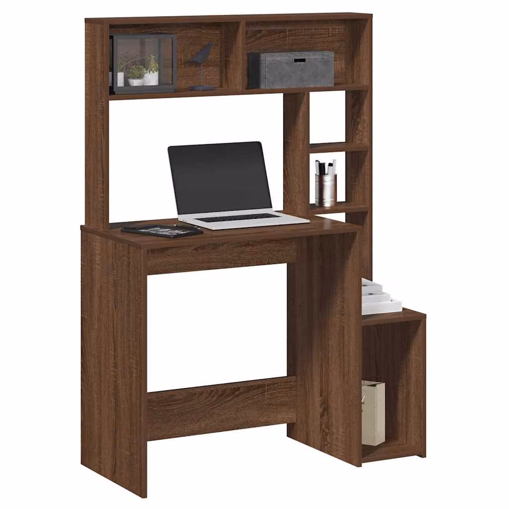 Scrivania con mensole vidaXL in legno Rovere Marrone L: 100 cm, P: 45 cm, H: 140 cm