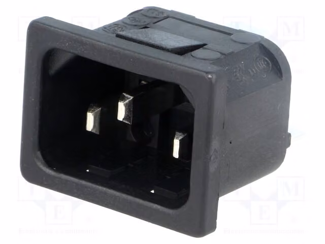 1 connettore: presa maschio per alimentazione a corrente alternata, 10A, modello PX0575/20/63