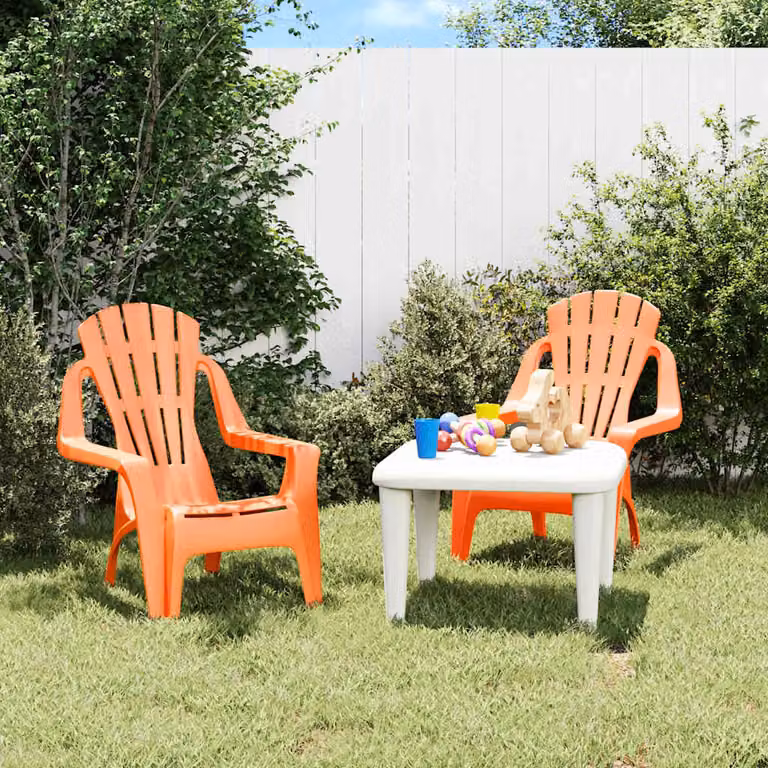 Set di 2 sedie da giardino per bambini vidaXL arancioni con aspetto legno L: 37 cm, P: 34 cm, H: 44 cm