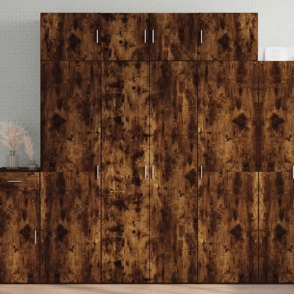 Credenza moderna vidaXL in legno ingegnerizzato MDF colore rovere fumo L: 80 cm, P: 42,5 cm, H: 185 cm