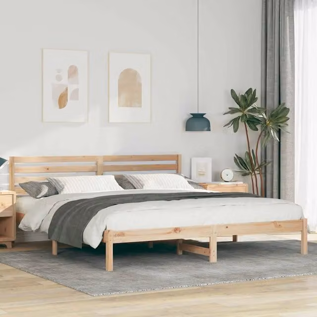 Struttura letto moderna vidaXL in pino massello marrone 200 x 200 cm