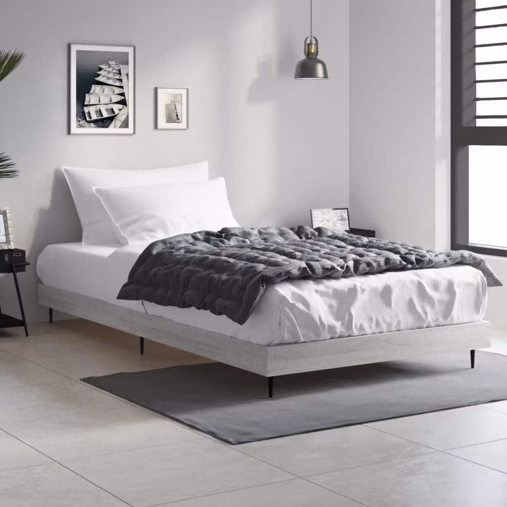 vidaXL Giroletto in Legno Multistrato e Metallo Grigio Sonoma L/P: 100 x 200 cm
