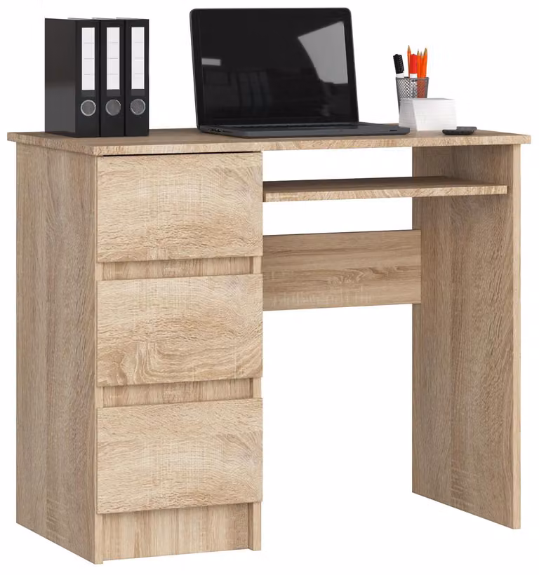 Scrivania A-6 Ek Sonoma - Elegante e funzionale con 3 cassetti e ripiano estraibile