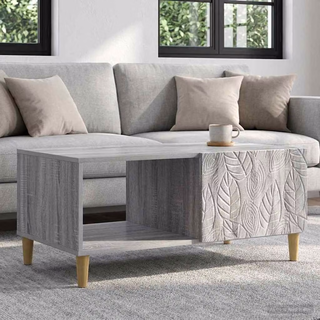 vidaXL Tavolino da salotto moderno rettangolare in MDF grigio e marrone L/P/H: 90 x 50 x 40 cm