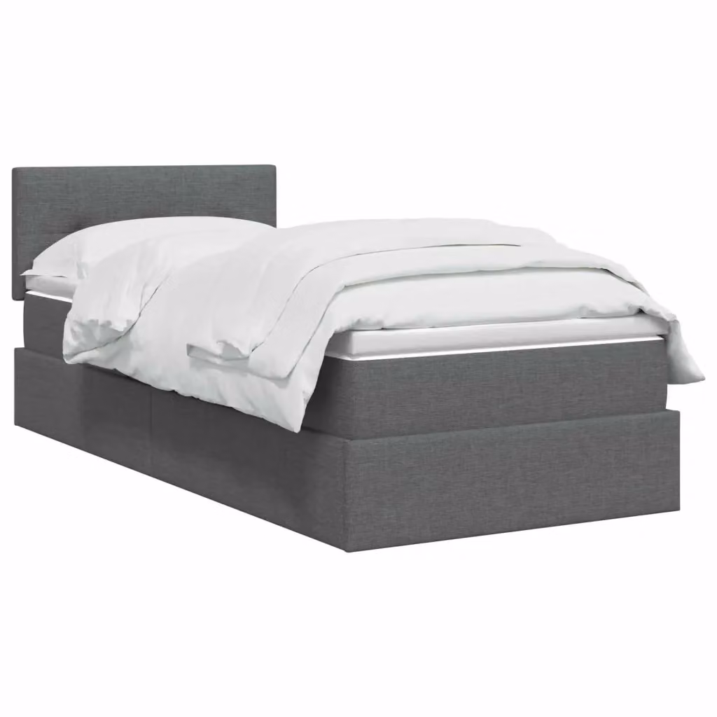 Letto con contenitore e materasso ibrido vidaXL in tessuto grigio e bianco L/P/H: 190 x 90 x 34 cm – 2