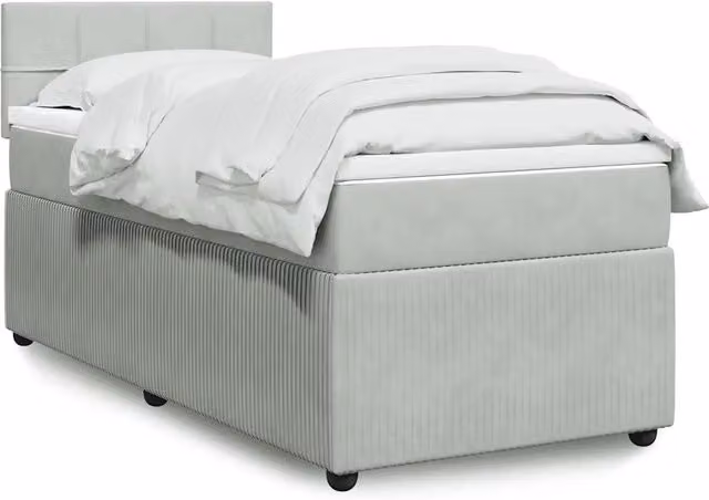 Letto Ibrido vidaXL con Materasso a Molle e Rivestimento in Velluto Grigio e Bianco L/P/H: 80 x 200 x 76,7 cm