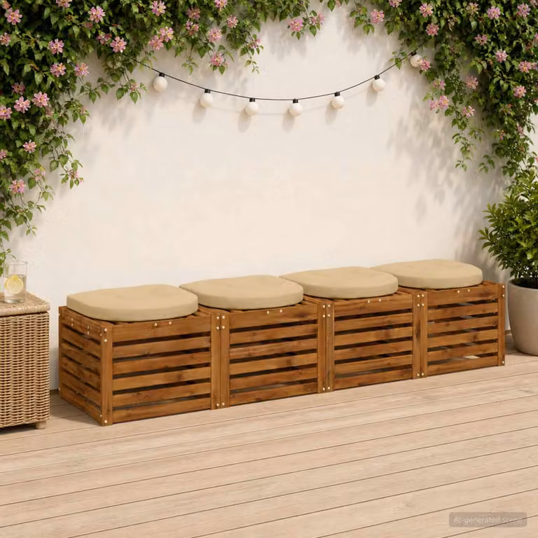 Set di 4 cuscini per sedia vidaXL in poliestere beige con imbottitura in schiuma
