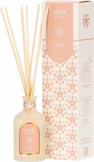 Diffusore a bastoncini Rosy Sunrise THUN Fragrances con fragranza floreale, fresca e legnosa, colore rosa