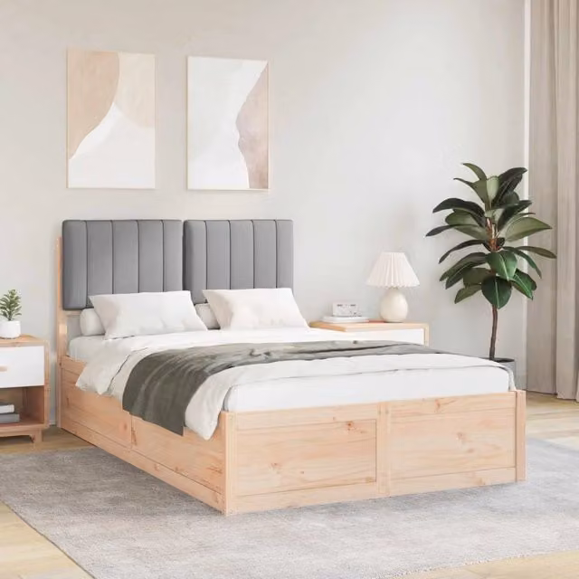 Letto con Testiera Rivestita-Struttura Letto con Testiera Grigio chiaro 120 x 200 cm 555752