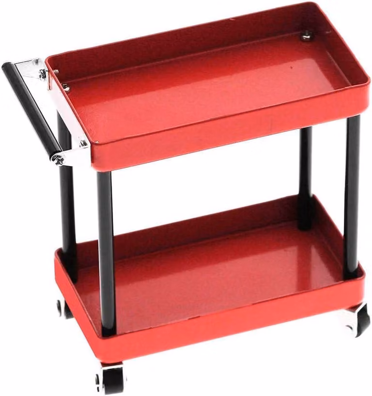 Carrello portattrezzi con ruote - Officina mobile - Soluzione di stoccaggio per accessori per modellismo radiocomandato - Struttura in metallo - Sicuro per piccoli componenti - Resistente e stabile - Carrello portaoggetti