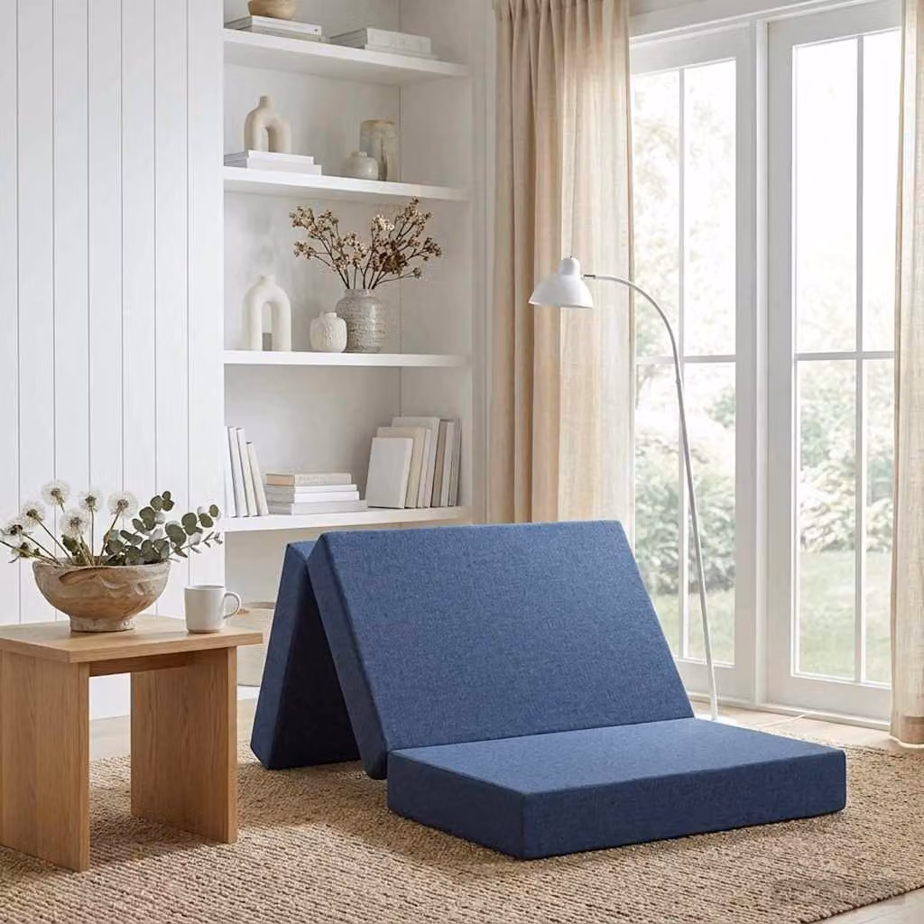 vidaXL Divano Letto Pieghevole Moderno in Tessuto Blu L: 80 cm, P: 67 cm, H: 45 cm
