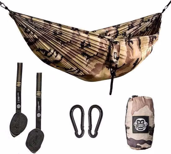 Amaca da campeggio flessibile con borsa da trasporto e cavi in acciaio, ideale per le avventure e le vacanze - 275 x 140 cm