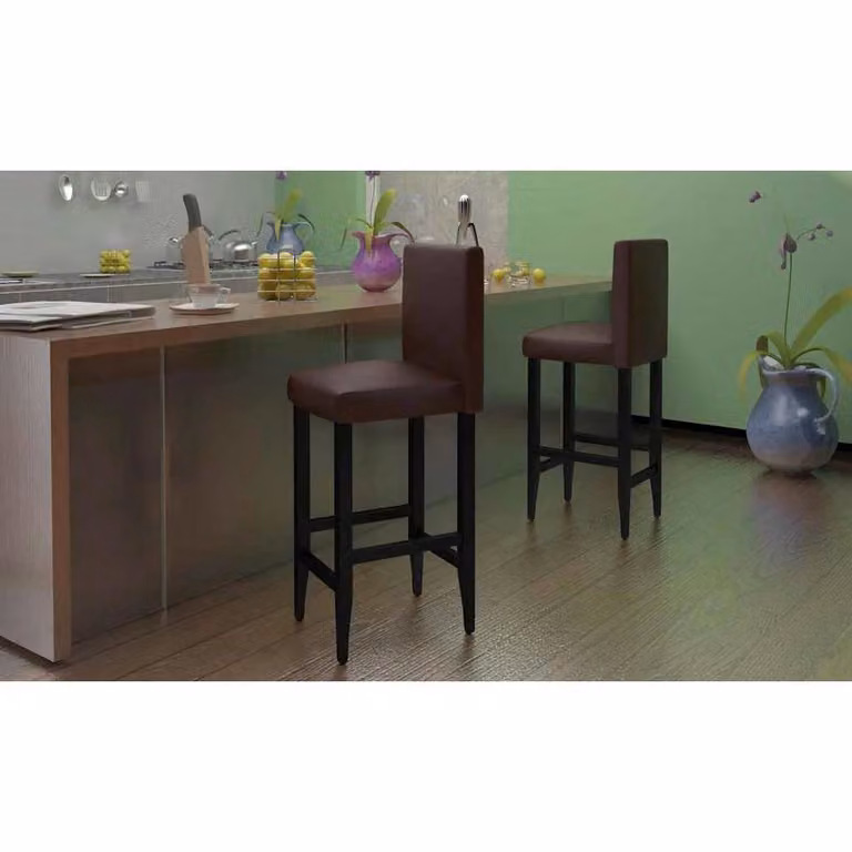 Set di 4 sgabelli da bar vidaXL in similpelle marrone e nero con struttura in legno