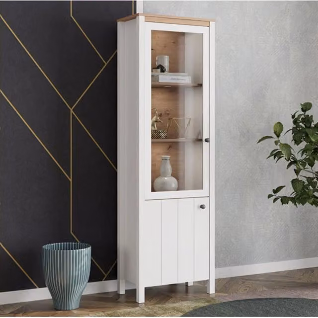 Mobile Espositore Doreno, Vetrina 4 Ripiani, 60x34x191h cm Bianco Opaco