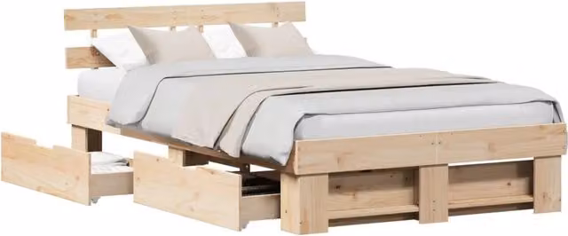 Letto matrimoniale | Letto per adulti | Struttura del letto Marrone 135 x 190 cm Pino massello