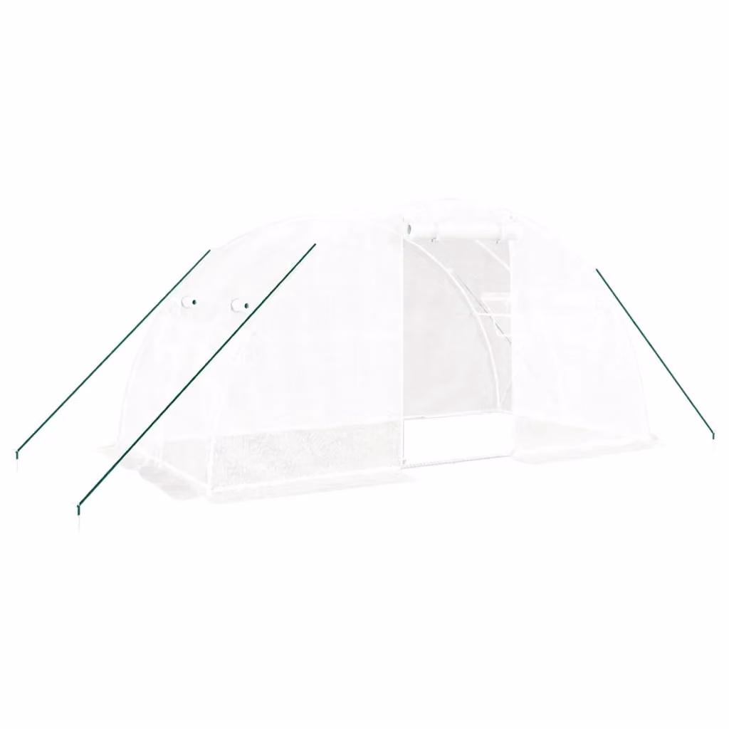 Serra vidaXL con telaio in acciaio galvanizzato bianco e copertura in policarbonato, 8 m², L: 4 m, P: 2 m, H: 2 m – 2