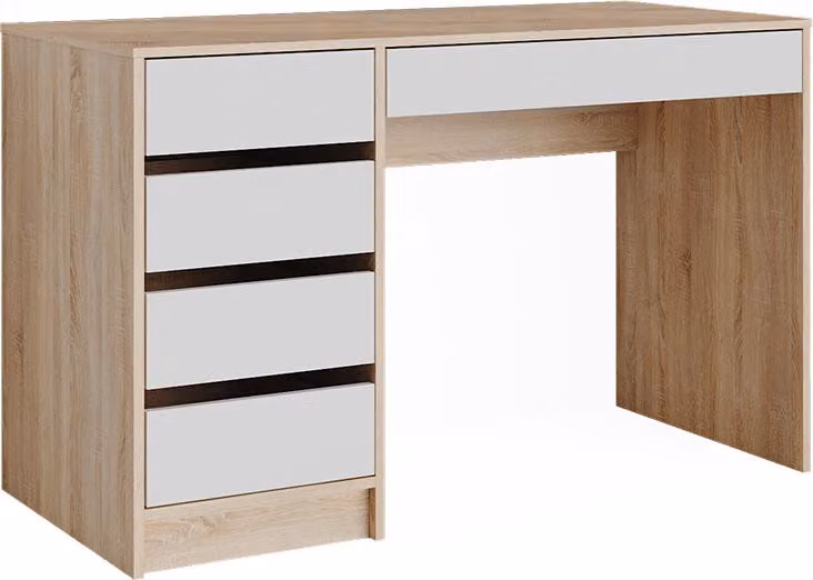 Scrivania Vicco Sherry Sonoma/Bianco 55 x 120 cm con cassetti, Model 57916