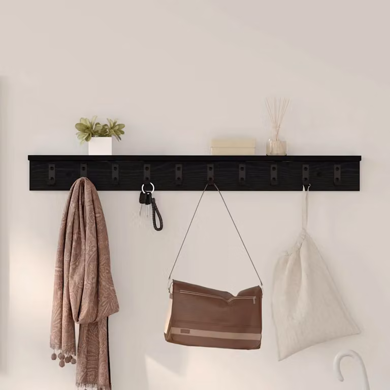 Appendiabiti a muro moderno vidaXL in legno nero L 100 x P 10,5 x H 10,5 cm