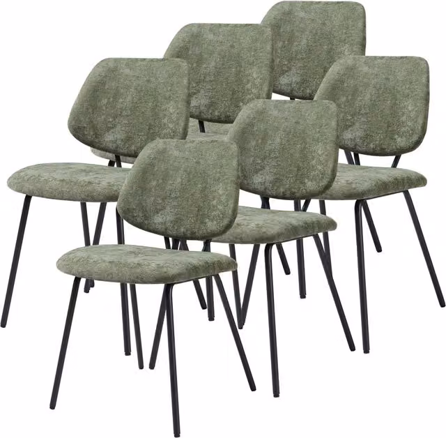 Set di 6 Sedie Köma con Rivestimento in Tessuto - Verde Scuro [en.casa]
