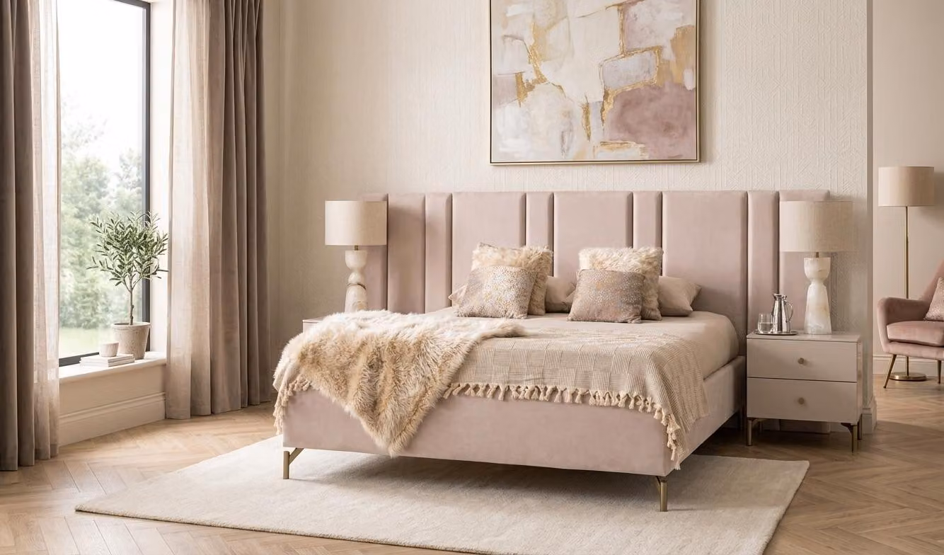 Set per camera da letto: letto con struttura, spazio contenitivo, testiera e 2 comodini