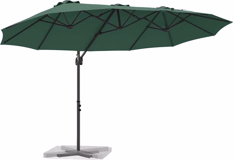 Ombrellone Verde 372 x 198 x 243 cm Poliestere e Alluminio