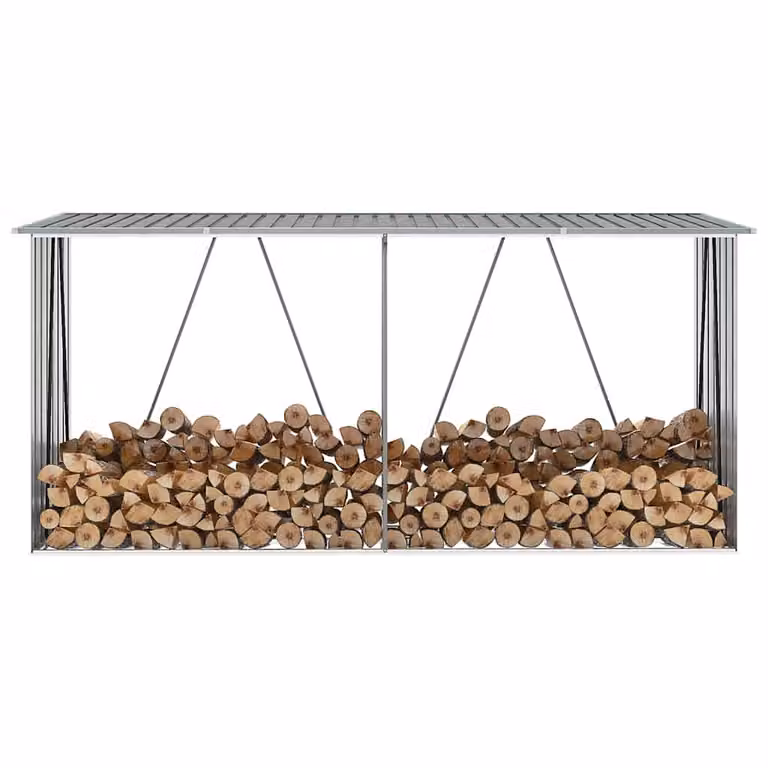 vidaXL Capannone da Giardino Moderno in Acciaio Zincato Grigio L: 330 cm, P: 84 cm, H: 152 cm