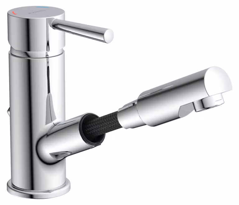Miscelatore per lavabo SCHÜTTE Cornwall, miscelatore monocomando con doccetta, rubinetto da bagno cromato