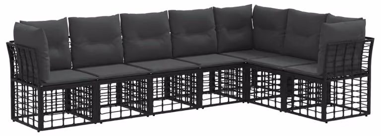 Set di divani da esterno Nero Poliestere