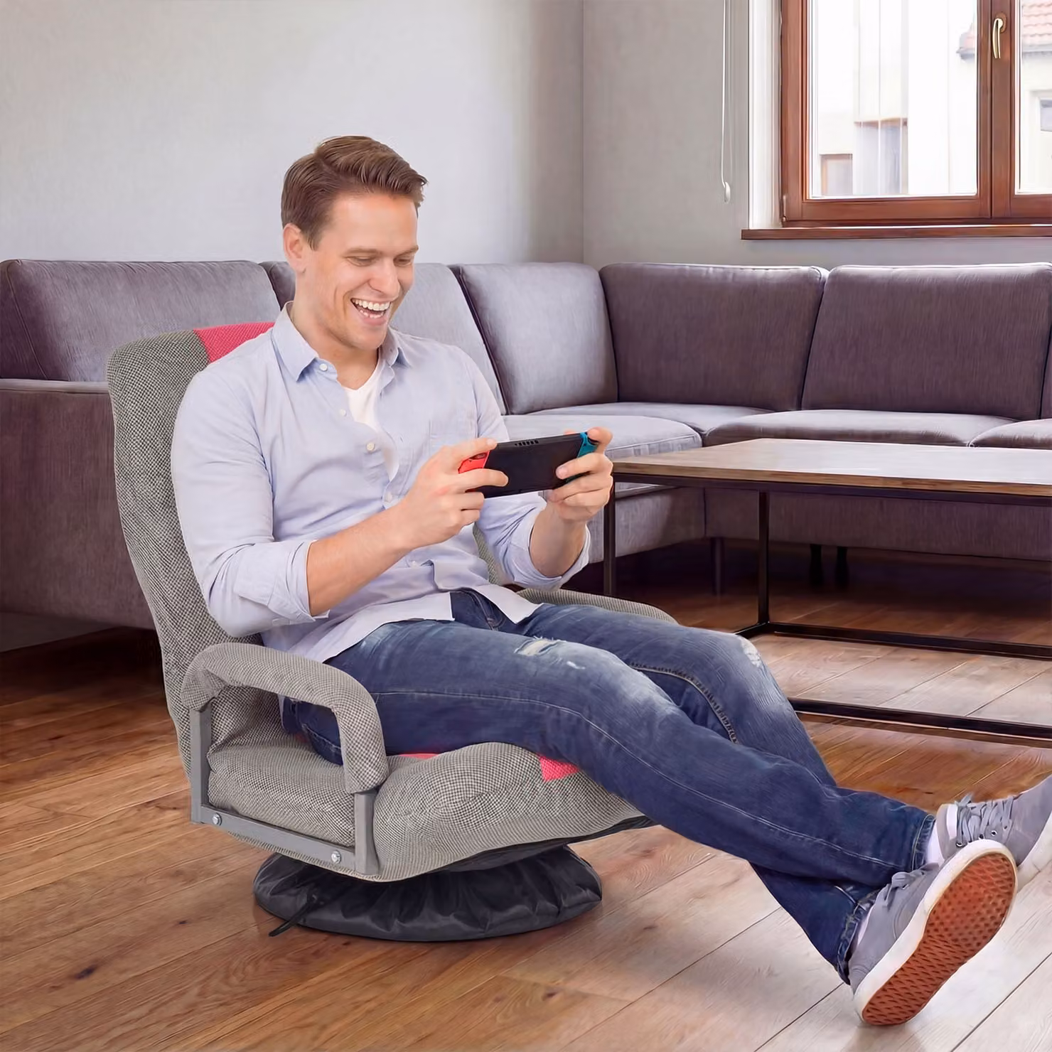Sedia da gaming pieghevole Costway per adulti, modello moderno con base girevole a 360°, regolabile e con braccioli, in tessuto Rosa o Grigio