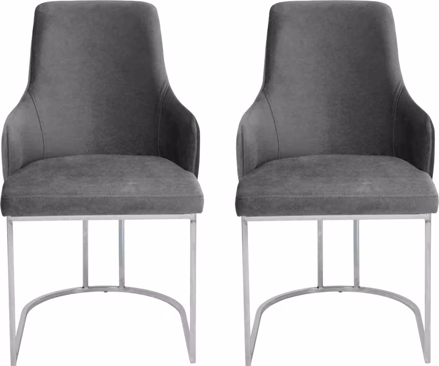 Graue 2x Esszimmerstühle Gepolsterte Stühle Luxus Esszimmer 2-er Set