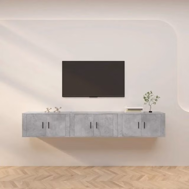 Mobili Porta TV a Parete 3 pz-Credenza per TV Grigio Cemento 80x34,5x40 cm