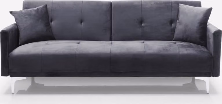 divano letto a 3 posti in tessuto vellutato dal design moderno Villolus - Grigio scuro