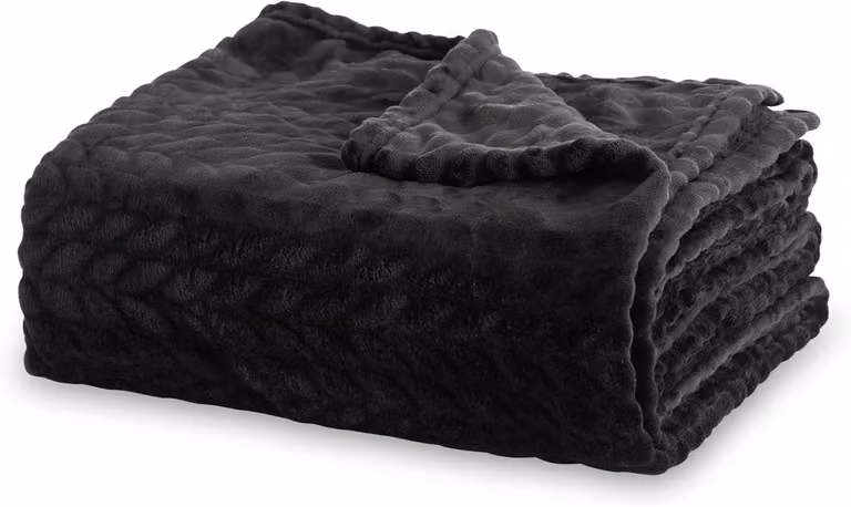 Coperta in flanella, dimensioni 220x240 cm, colore nero, per letto