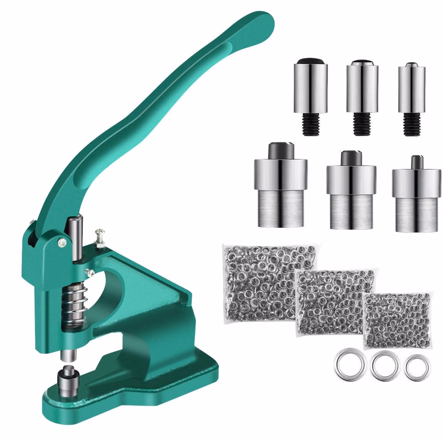 Solidchoice - Macchina per occhielli - Pistola per rivetti professionale - Pressa manuale - Include 3 stampi - 1500 occhielli da 6/10/12 mm - Perfetta per sarti e artigiani...