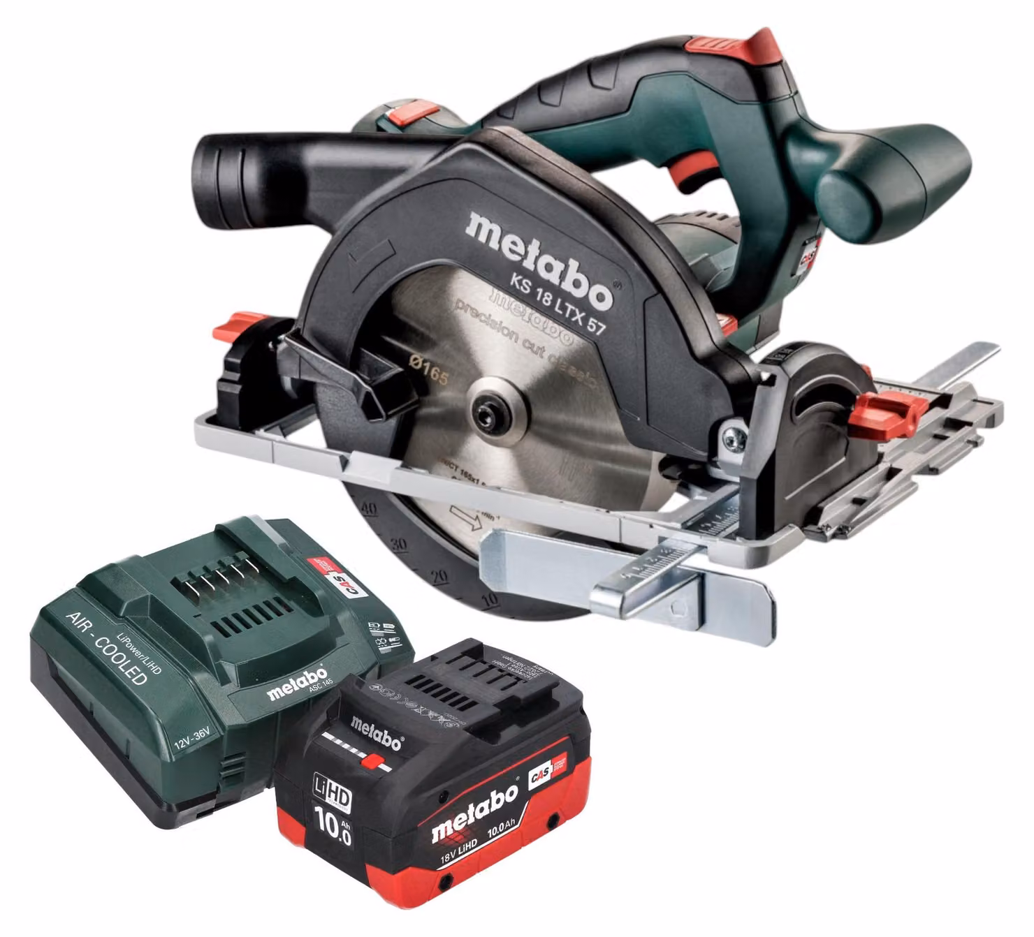 Metabo KS 18 LTX 57 Sega circolare a batteria 18 V 165 mm + 1x batteria LiHD 10,0 Ah + caricabatterie