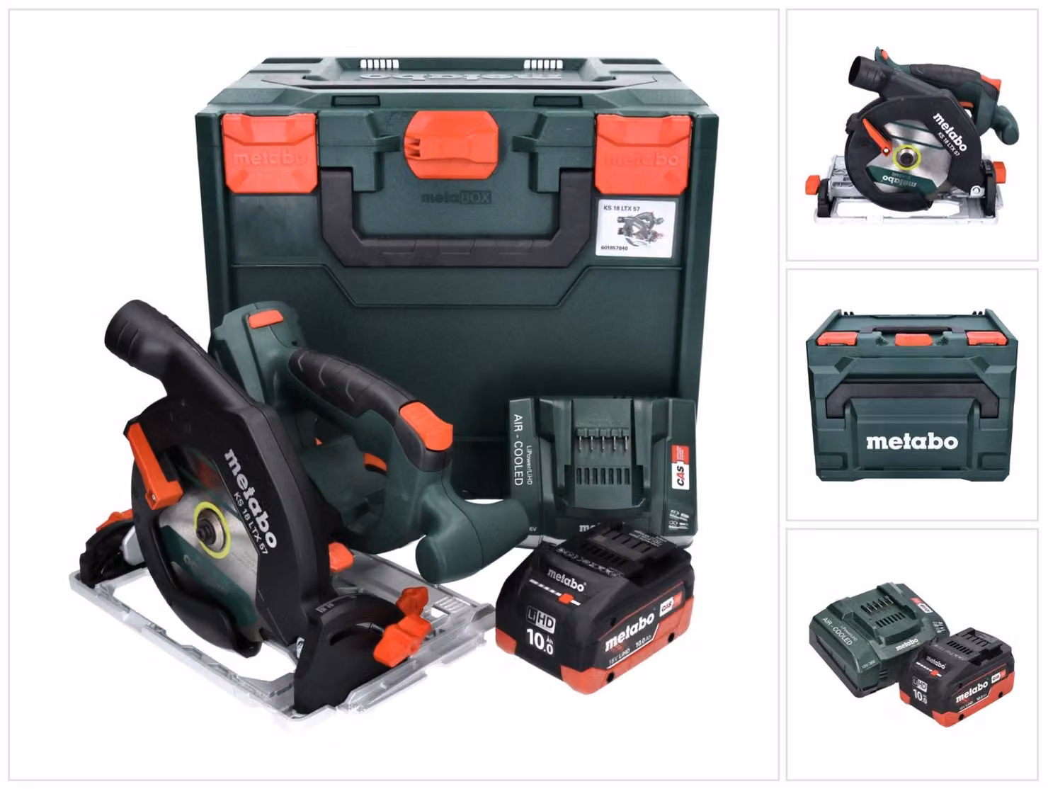 Metabo KS 18 LTX 57 Sega circolare a batteria 18V / 165 + 1x Batteria 10,0 Ah + Caricabatterie + Valigetta metaBOX