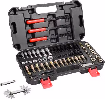 Kit di riparazione e ripristino filettatura VEVOR 61 pezzi con maschi, filiere e lime in HSS per meccanici