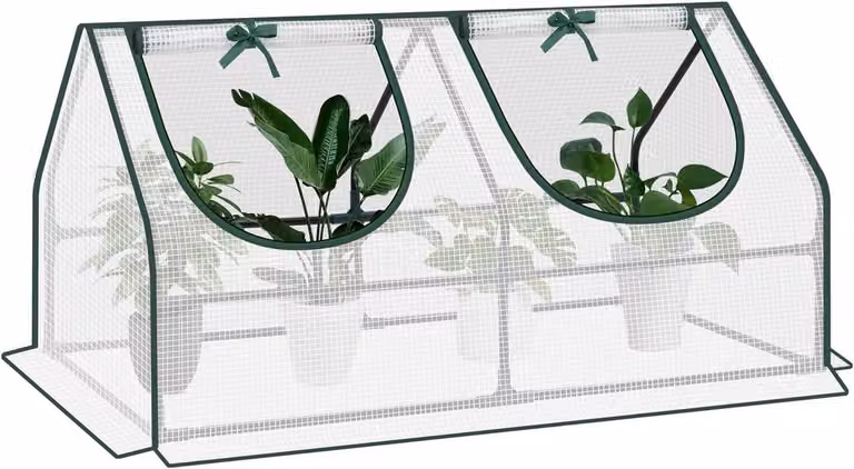 Serra in plastica con finestre a battente e struttura in metallo | Bianco | 120x60x60 cm