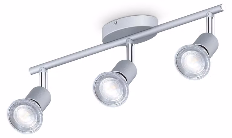 Lampada da soffitto a LED, 3 luci, attacco GU10, 4000K, 400 lumen, finitura titanio