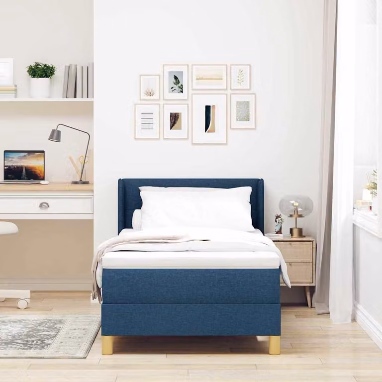 Maison Exclusive - Letto boxspring con testiera blu 200 x 90 cm in tessuto