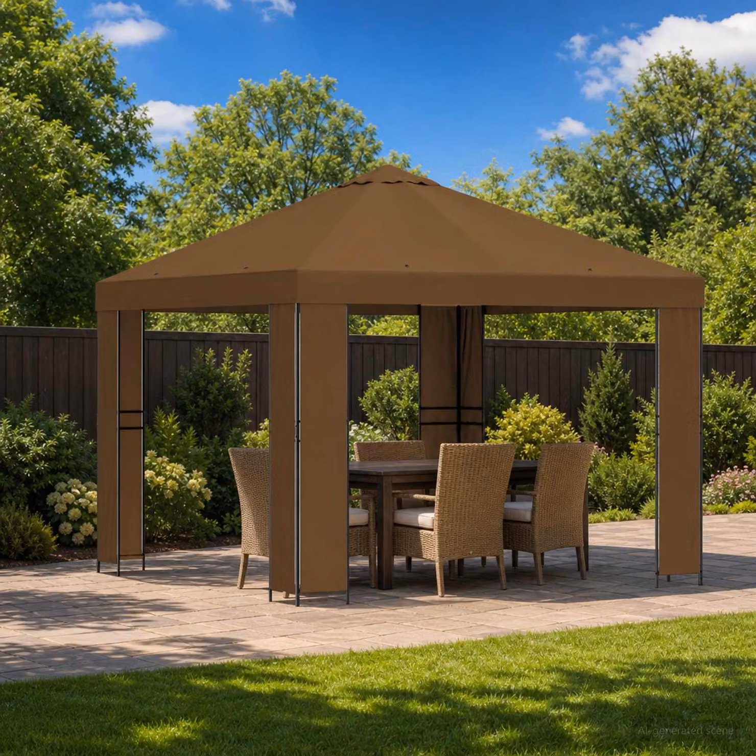 Gazebo vidaXL in acciaio e poliestere color beige 3 x 3 m