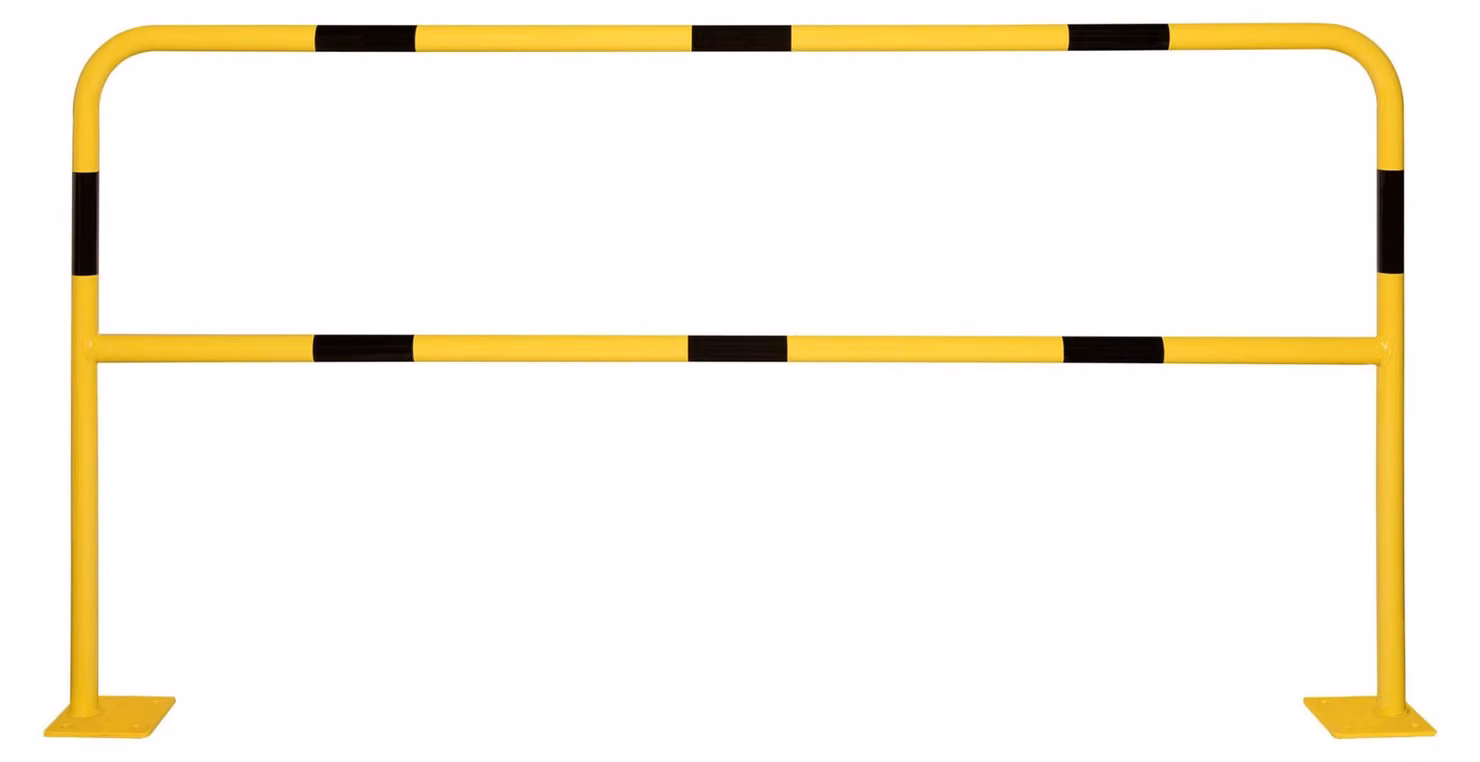 MORION Barra di protezione Small, tubo tondo, 1000x2000 mm, da fissare con tasselli, giallo, strisce nere