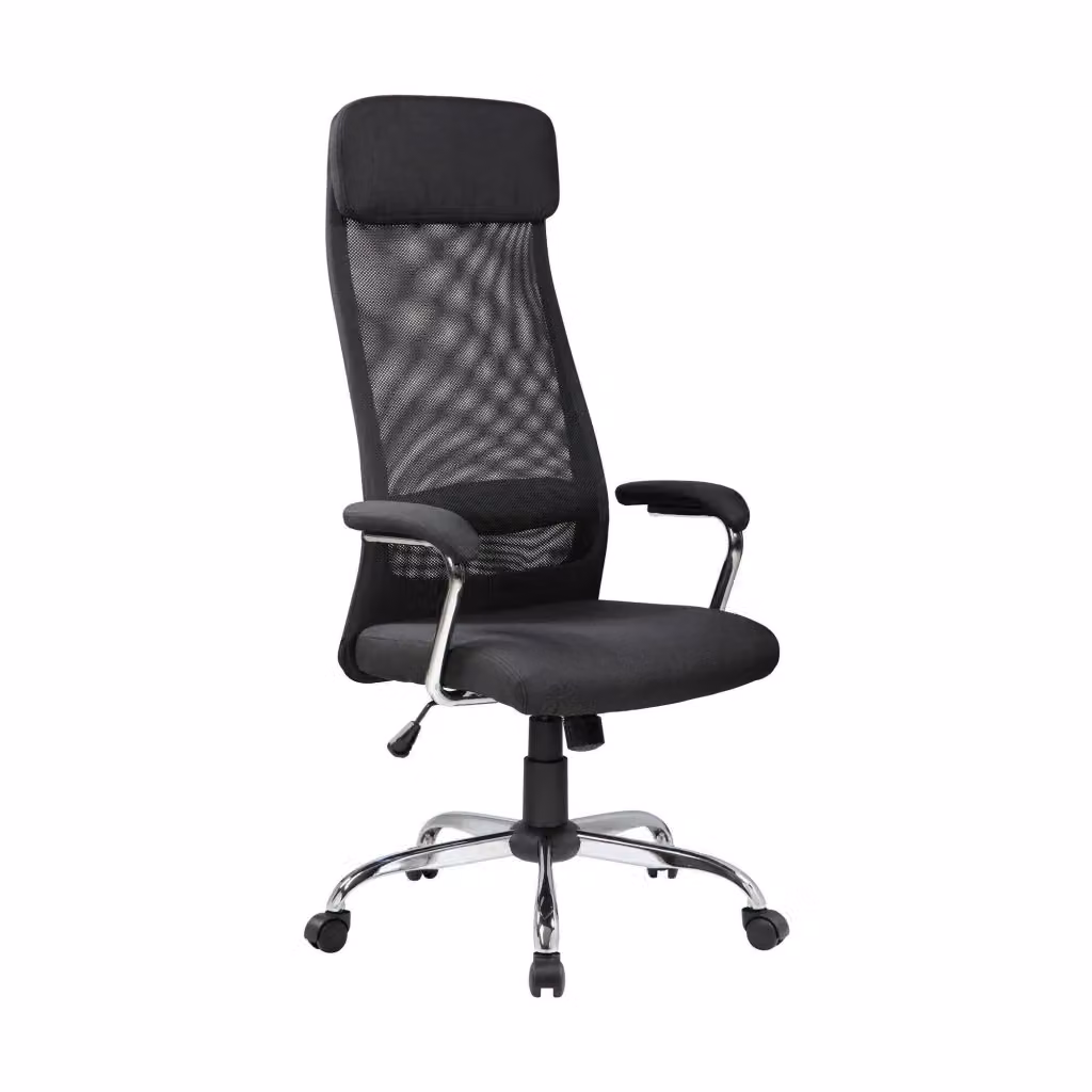 Sedia da ufficio presidenziale DMORA, poltrona ergonomica moderna con braccioli e poggiatesta, Nero, L: 65 cm, P: 65 cm, H: 126-136 cm – 2