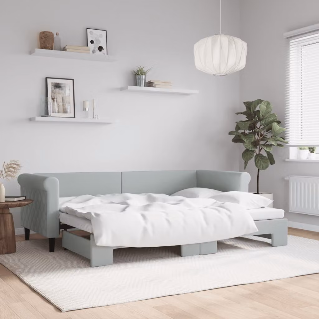 vidaXL Divano Letto con Letto Estraibile in Velluto Grigio L: 229 cm, P: 90 cm, H: 68 cm