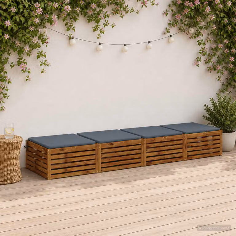 Set di 4 cuscini per sedia vidaXL SOEST in poliestere blu con rivestimento lavabile e resistente ai raggi UV