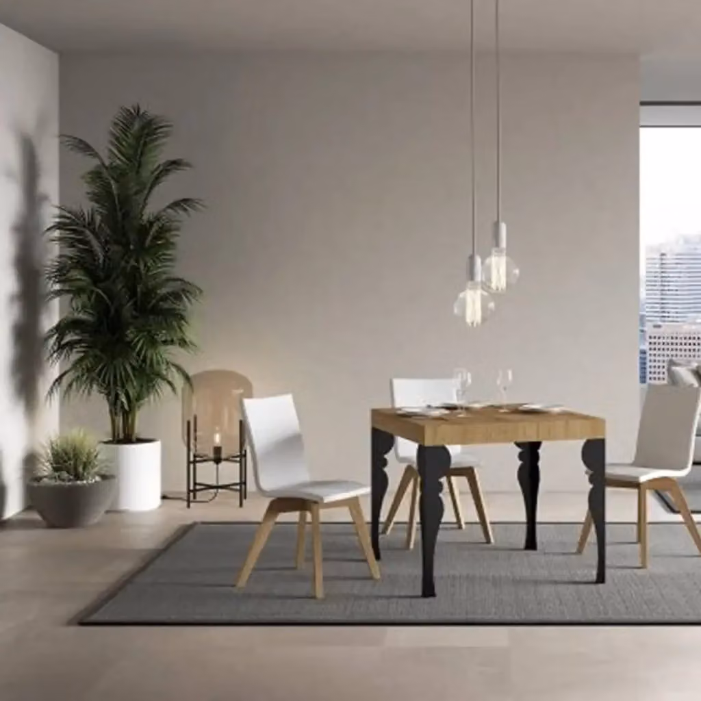 Tavolo allungabile moderno Itamoby in finitura rovere e gambe antracite L: 90-246 cm, P: 90 cm – 2